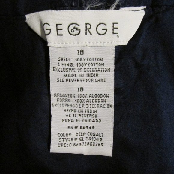 GEORGE WOMEN'S SIZE 18 SKIRT NAVY BLUE W/ TURQUOISE EMBROIDERY FEMININE NWT - Picture 9 of 10